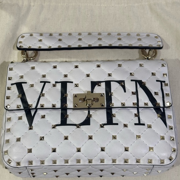 VLNT Rockstud Spike Flap Crossbody Bag with in White see details in photo - Picture 1 of 9